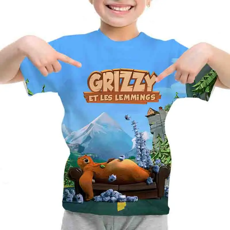 Grizzy And The Lemmings camisetas para niños, camisetas 3D de dibujos animados,...