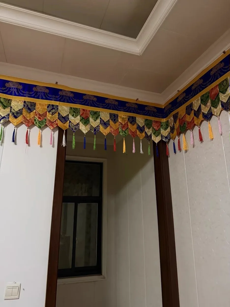 Фото Тибетские буддийские шторы с головой льва, тканевые шторы, настенные юбки, декоративные края для отелей, чехлы для столов, традиционный тибетский дизайн №4