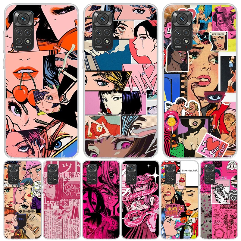 Brokenhearted Anime Girl Phone Case For Xiaomi Redmi Note 13 12S 12 11S 11T 11E Pro Plus 10S 10 9S 9 8T 8 7 Art Customized Coque