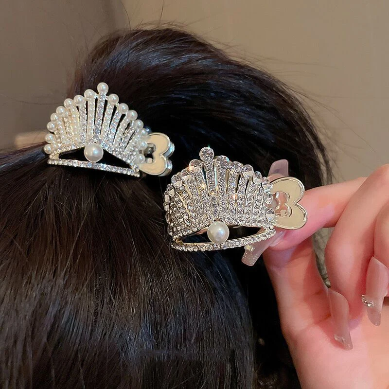 Роскошная Корона жемчужные стразы заколки для волос высокий хвост Акула