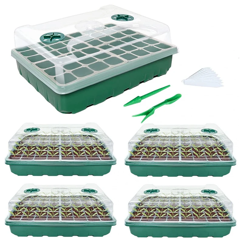 

JFBL Hot Seed Starter Tray Kit 5-Set Seed Starter Kit Seed Trays With Humidity Dome And Base Seed Germination Kit Seedling Tray