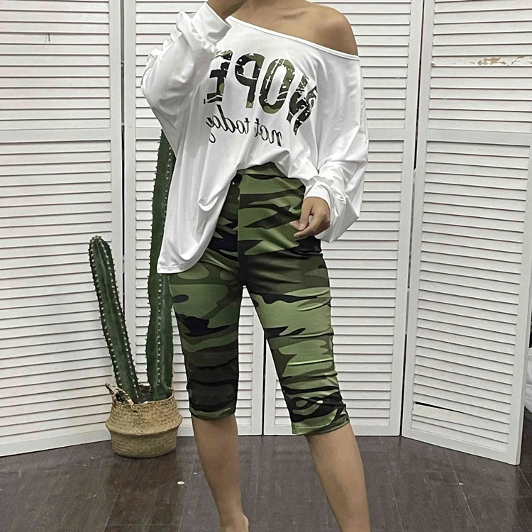 

Off Shoulder Two Piece Set Women Letter Print Top Pants Tracksuits Female Jogger Sport 2pcs Outfits