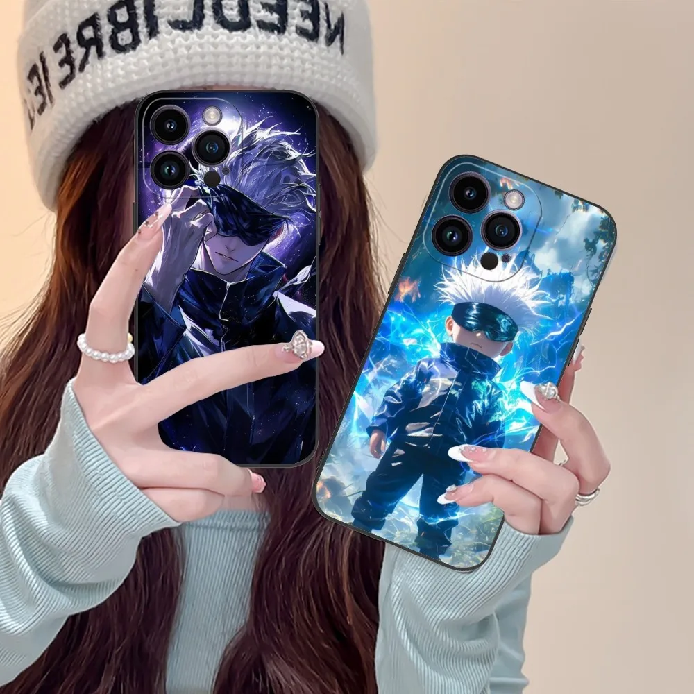 Чехол для мобильного телефона JJK Gojo iPhone 15 14 13 12 11 X XR XS 8 7 Pro Max Plus мини-черный мягкий