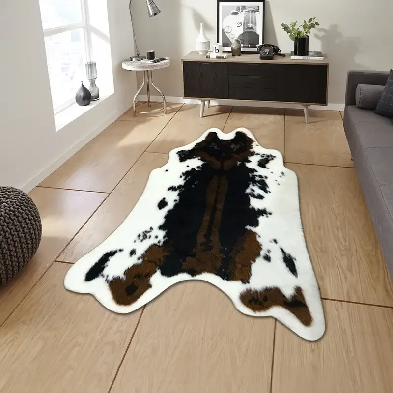 

MiRcle Sweet Soft Home Decor Carpet Faux Fur Cow Print Area Rug Bedroom Sofa Bed Beside Thick Pile Floor Mats Cute Rug
