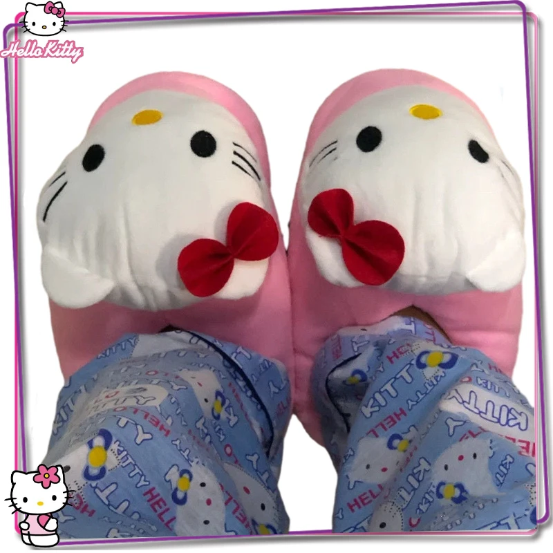 

Sanrio Hello Kitty Women's Cotton Slippers Y2K Winter Home Warm Slippers Cartoon Soft Thickened Slippers Gift