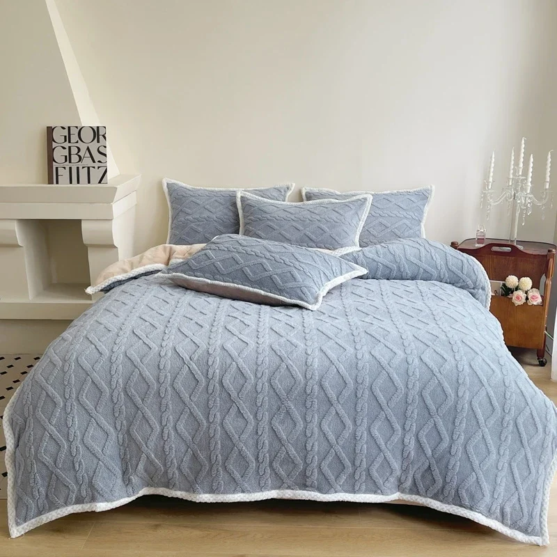 2024 новый бархатный однотонный комплект из четырех предметов Tafu матрас теплый и