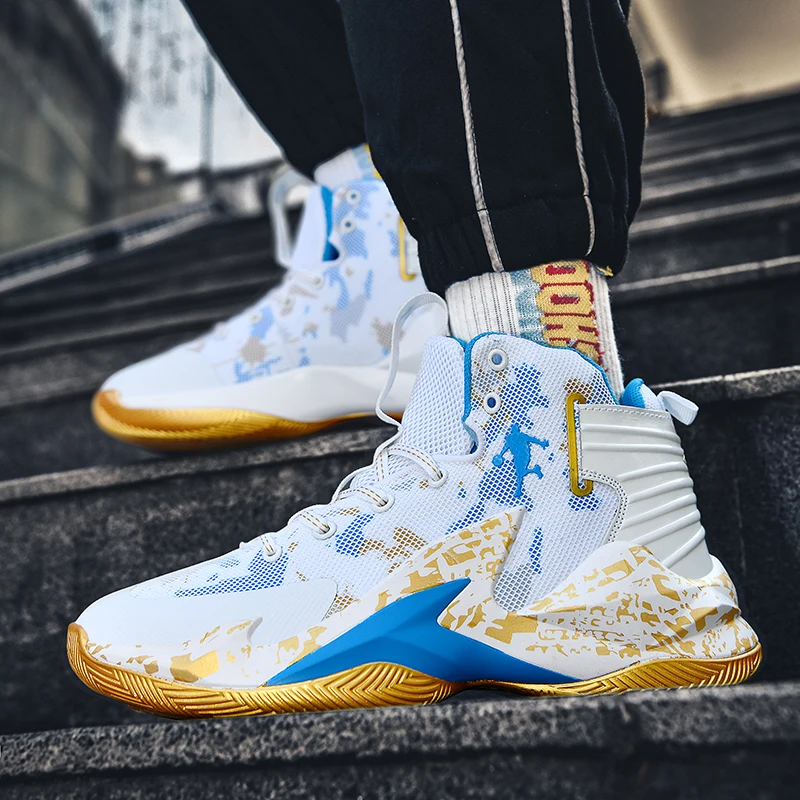 Men's Basketball Shoes Unisex Women Cushioning Anti-slippery Sport Shoes Men Light Basketball Sneakers Women High Top Gym Boots