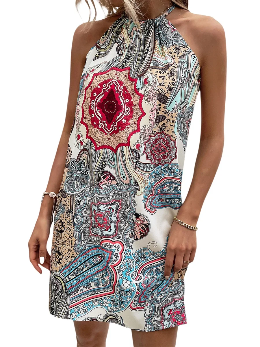 

ESSECMBS Abito Estivo Donna Vestito Stampa floreal non Spalline Abito da Beach Mini Abito Sexy Elegante Casual