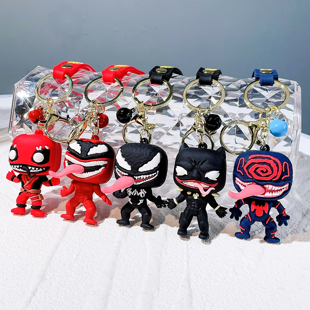 

Marvel Anti Hero Venom Keychains Cute Deadpool Silica Gel Keyrings Cartoon Avengers Superhero Pendant Keyholder Disney Jewelry