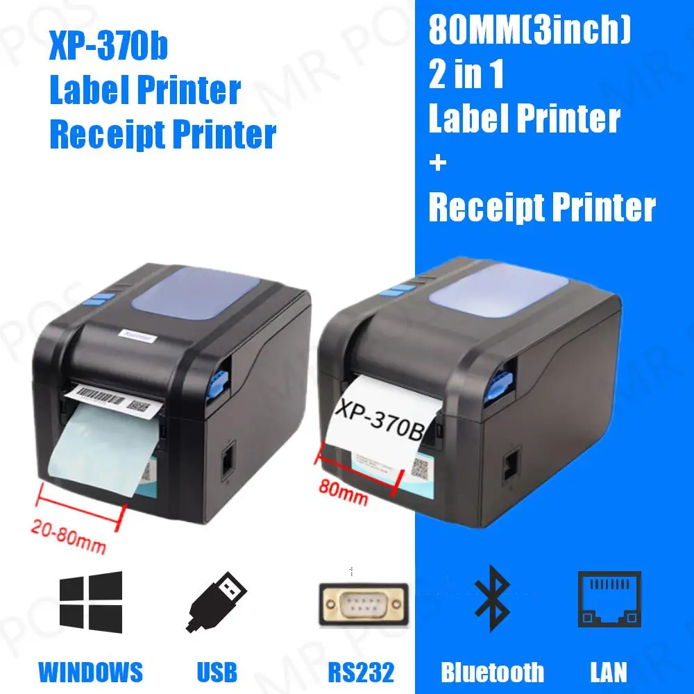 Xprinter XP-370B 20-80 мм пос Термальность чековый Label двойного назначения принтер стикер USB принтер штрих-кода машина для супермаркета