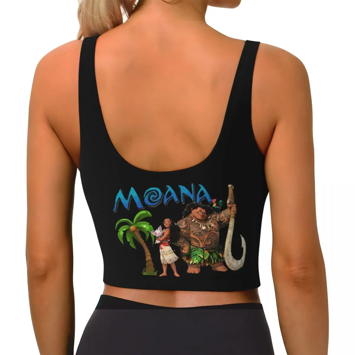 Забавные укороченные майки Moana And Maui для тренировок Женские Бесшовные Спортивные