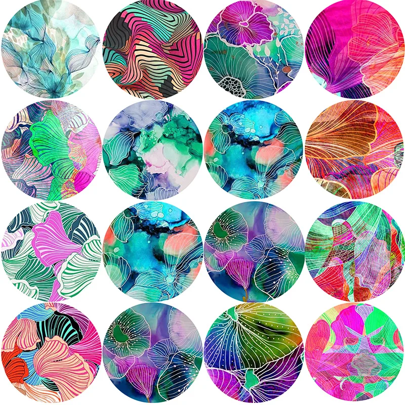 

Beauty Colorful Flowers Art Painting 8mm/10mm/12mm/18mm/20mm/25mm Round photo glass cabochon demo flat back Making findings