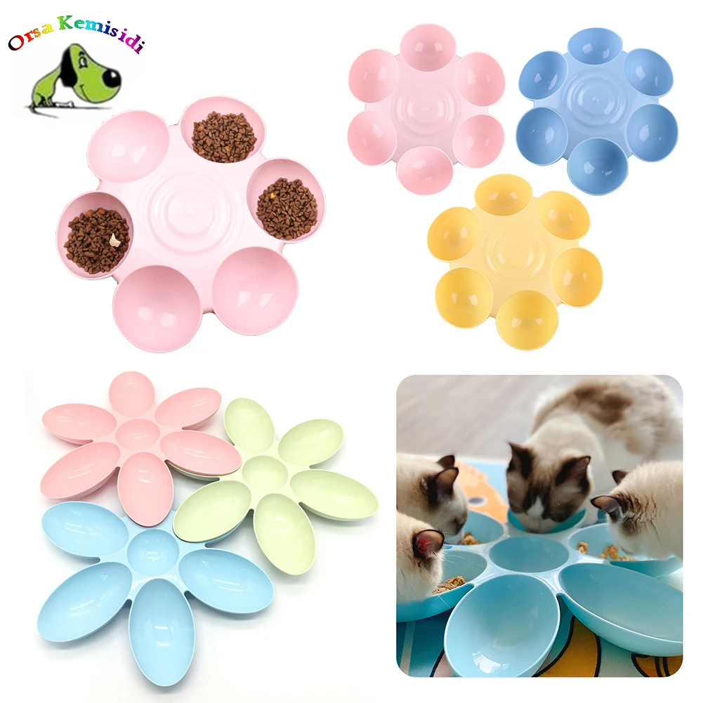 

6 Petals Pet Bowl Cat Dog Feeding Dish Puppy Kitten Water and Food Feeder Shallow Bowls Non Slip Durable Pets Drinking Dishes