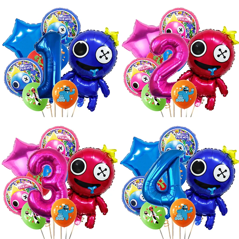 

9PCS Rainbow Friends Balloons Birthday Party Decorations 32 Inch Number Balloon Cartoon Balloon Baby Shower Supplies Kids Toys