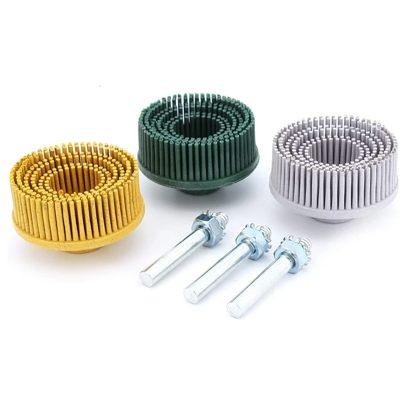 

3Pcs 2 Inch Brush Bristle Disc Brush, Rubber Abrasive Brush Polishing Grinding Wheel For Burr Rust Removal