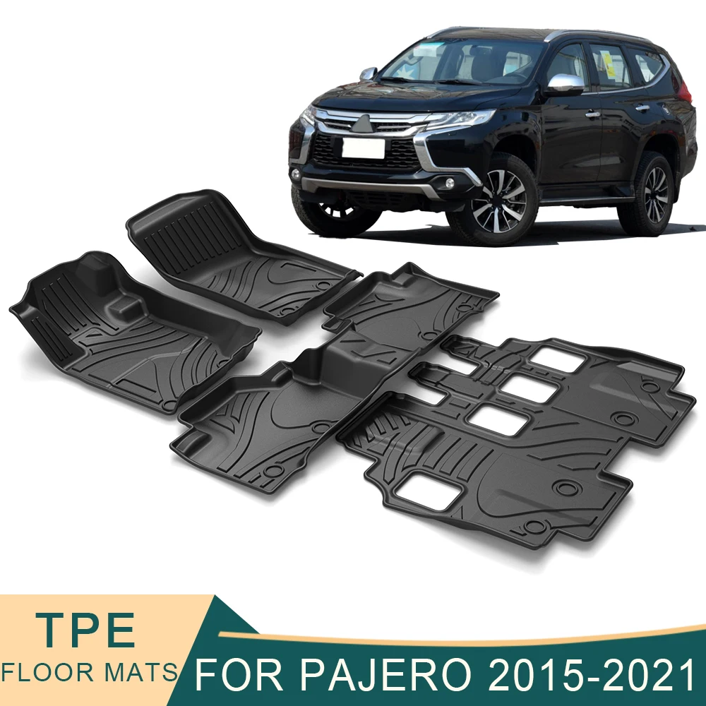 

For Mitsubishi Pajero Sport 2015-2021 Auto Car Floor Mats All-Weather TPE Foot Mats Odorless Pad Waterproof Tray Mat Accessories