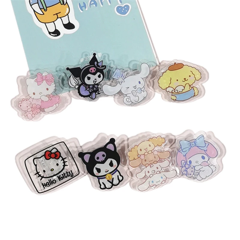 

5Pcs Kawaii Anime Sanrios Kt Cat Melody Stationery Clip Cinnamoroll Kuromi Fixing Data Paper Finishing Dovetail Clip PP Clips