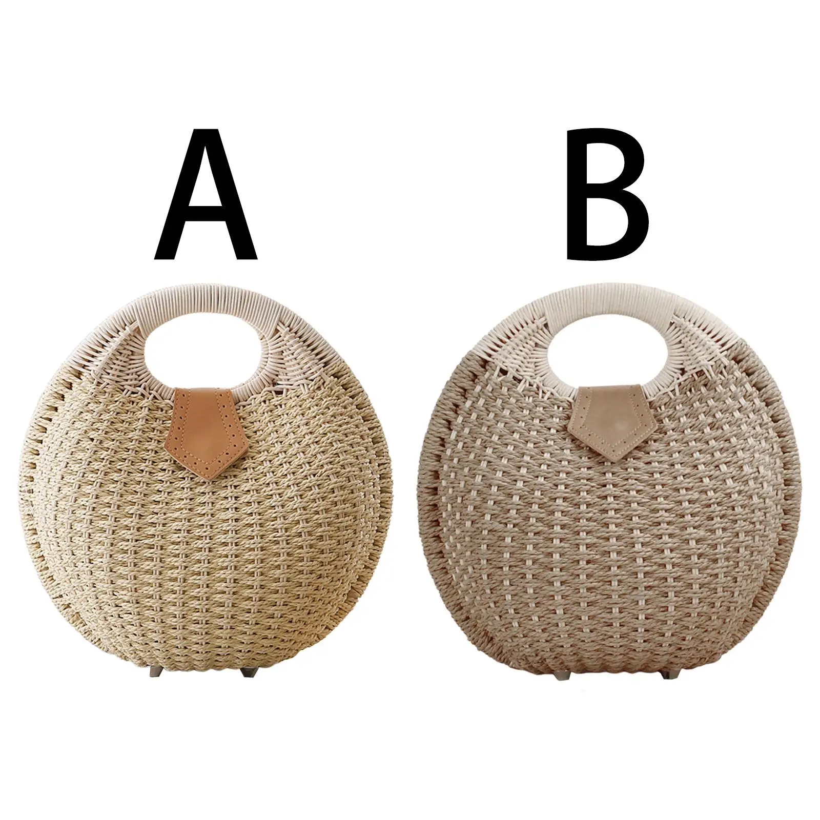 

Women Handbag Rattan Wicker Straw Woven Half Round Bag Large Capacity Female Casual Travel Tote Fashion Bags