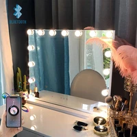 large vanity mirror with lights blutooth speaker hollywood lighted makeup mirror with 15 dimmable led bulbs slim metal frame
