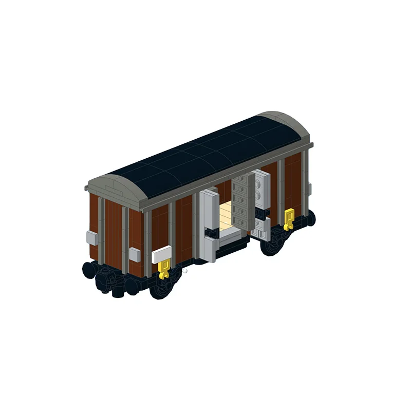 MOC-caja marrón de 4 ruedas para niños, bloques de construcción, juguetes para niños, no se deslizan en la pista para adaptarse a todos los trenes, Compatible con 10277