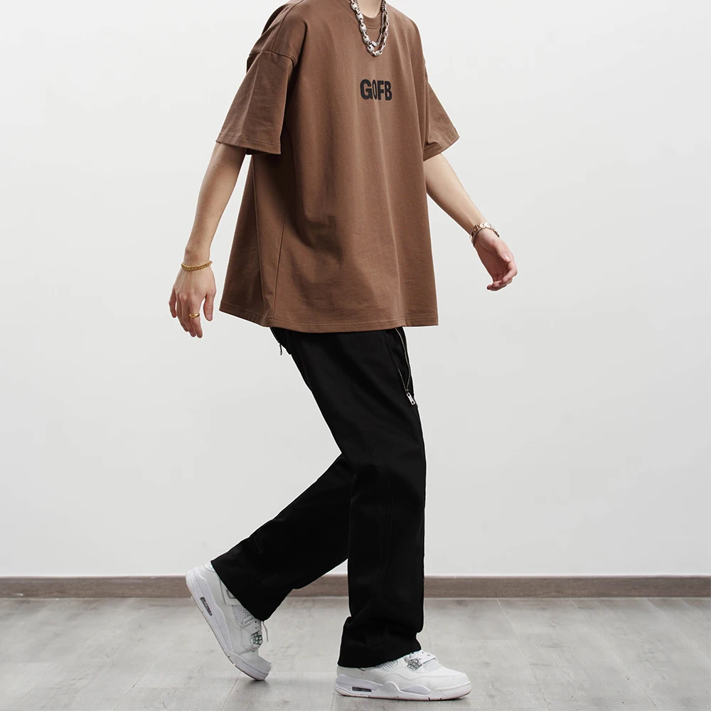 Four Seasons Men's Jeans Zipper Design Straight Pants Trend Korean Men's Pants Hip Hop Straight Wide Leg Pants Mens Pants Zipper