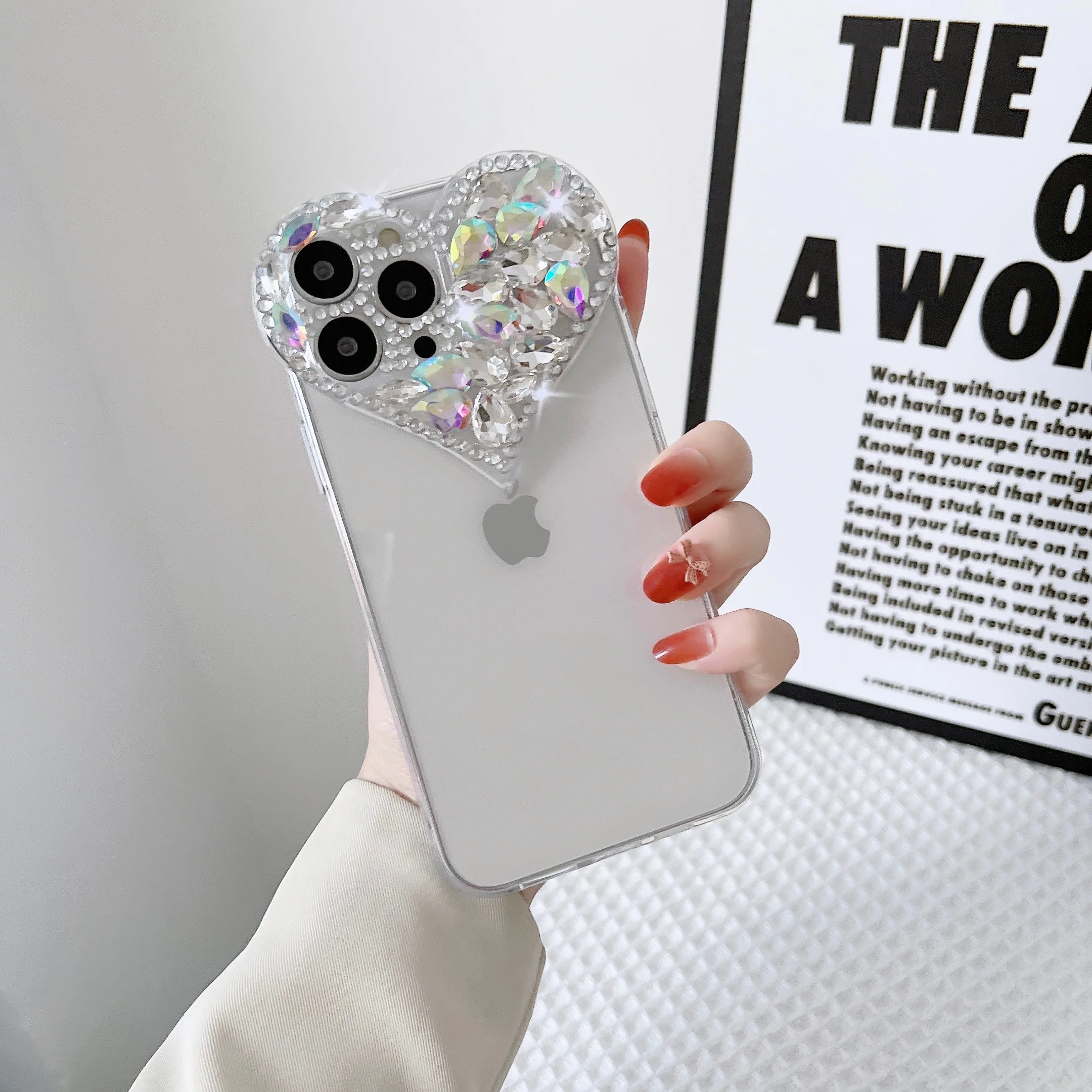 

Luxury Love Diamond Simple Solid Color Transparent Phone Case for IPhone 13 12 11 Pro XS Max X XR Shockproof Soft Protect Cover