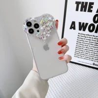 luxury love diamond simple solid color transparent phone case for iphone 13 12 11 pro xs max x xr shockproof soft protect cover