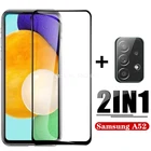 2 в 1 для Samsung Galaxy A52 A72 A12 Закаленное стекло Защитная плёнка полностью покрывающая экран для Samsung A02 A42 A32 A52 A72 5G для стеклянного объектива