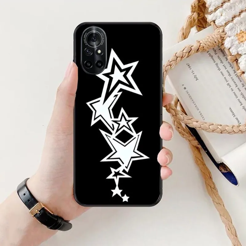 Эстетический чехол для телефона Y2K со звездами Honor 70 50 20 7S X9 X8 X7 Magic 4 3 Pro черный
