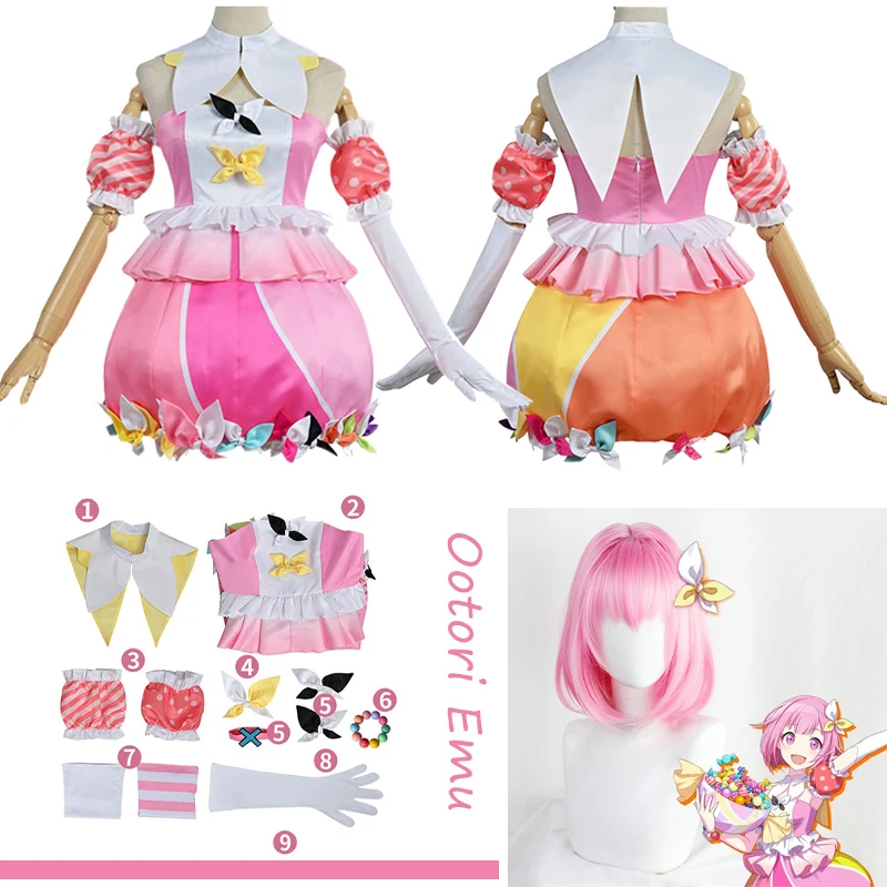 

Аниме проект секай красочные сценические костюмы Одори эму косплей парик Лолита платье маскарадный костюм хэллоуивечерние для женщин и де...