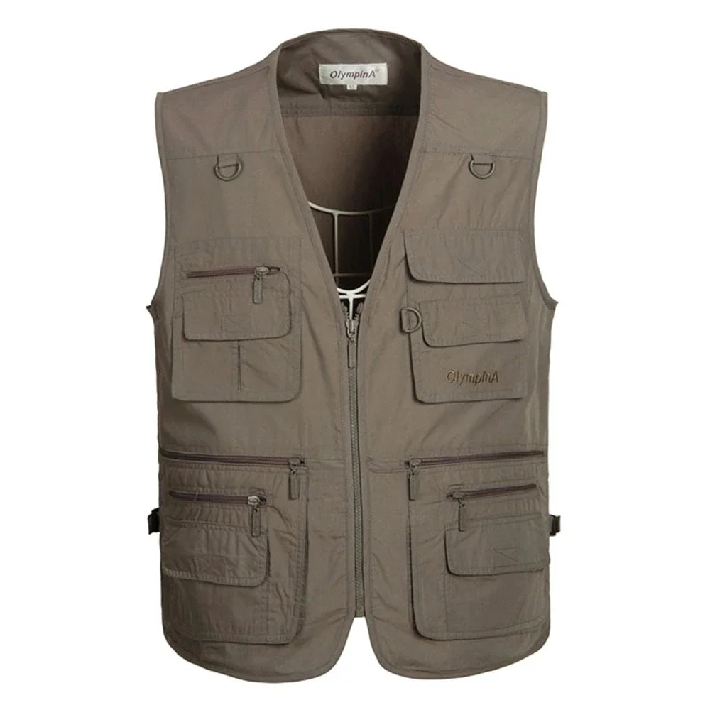 

6 Colors Large Size Quick-Drying Work Vest Mens Fishing Camping Sleeveless Outdoor Jacket Male Waistcoats with Many Multi Pocket