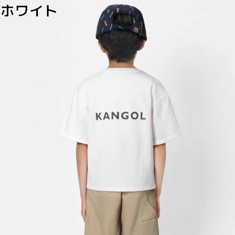 Kangol New 4-12 Year Old Children's Pure Cotton Short Sleeve T-shirt Summer Casual Loose Round Neck T-shirt Size 105-160