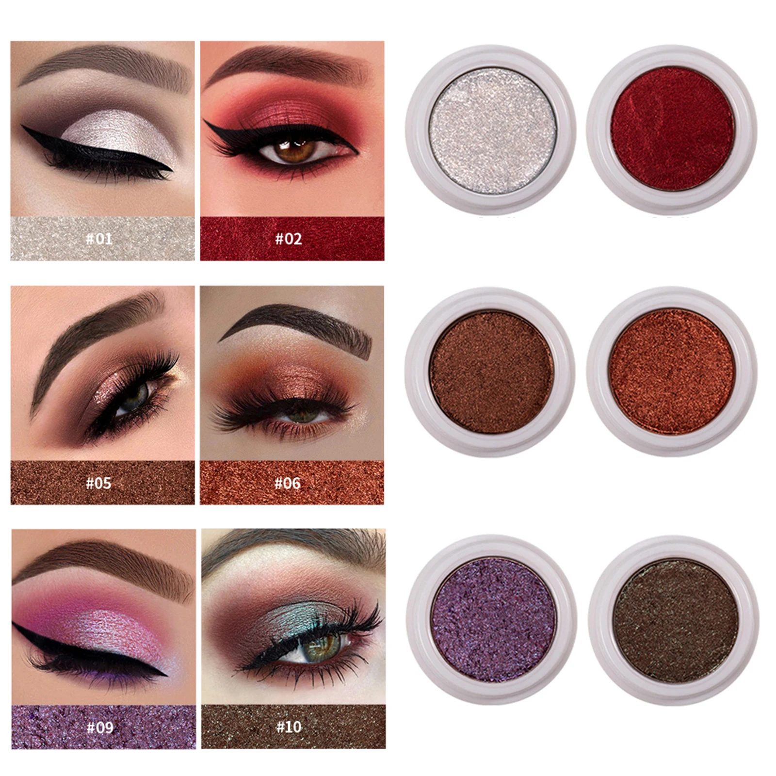 

Fashion 12Colors Smudge-proof Shimmer Pearl Chameleon Pigment Metallic Eyeshadow Eye Makeup
