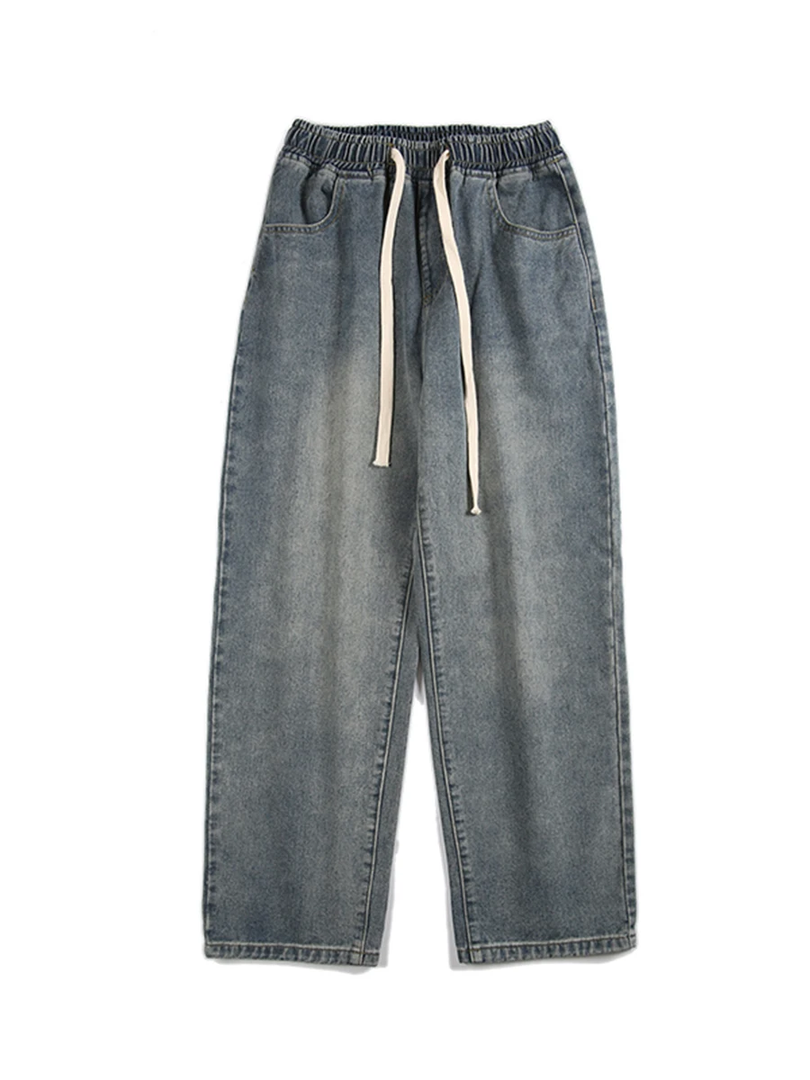 Four Seasons New Street Casual Loose Jeans Men's Fashion Loose Straight Wide Leg Pants Brand Clothing Streetwear Ins Hot Sale