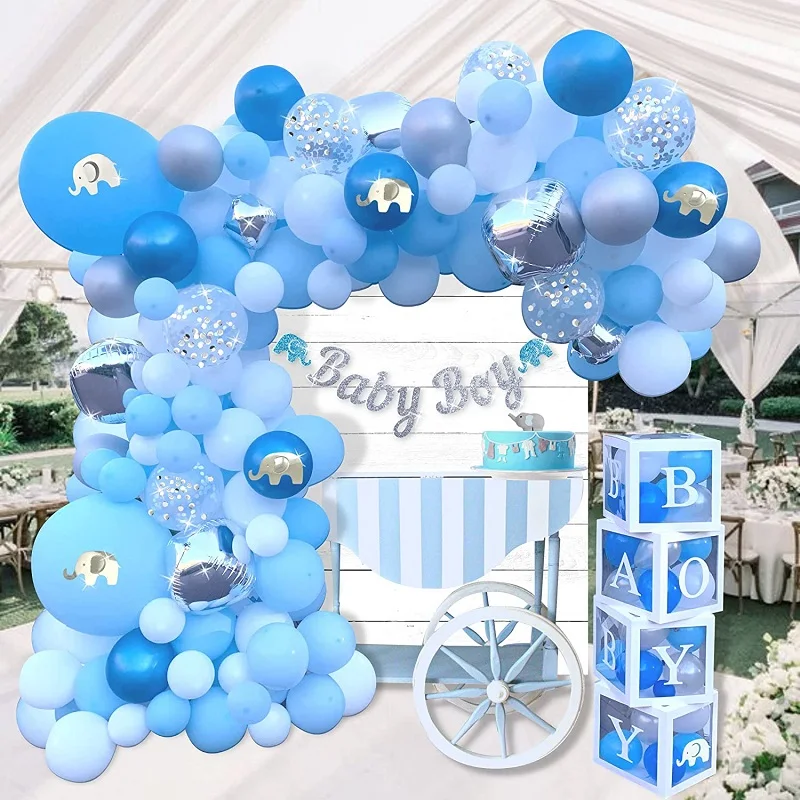 

1 Set of Blue White Balloon Foil 4D Balloon Garland Arches Set Balloon Decoration Box Boys Birthday Party Decorations Baby Showe