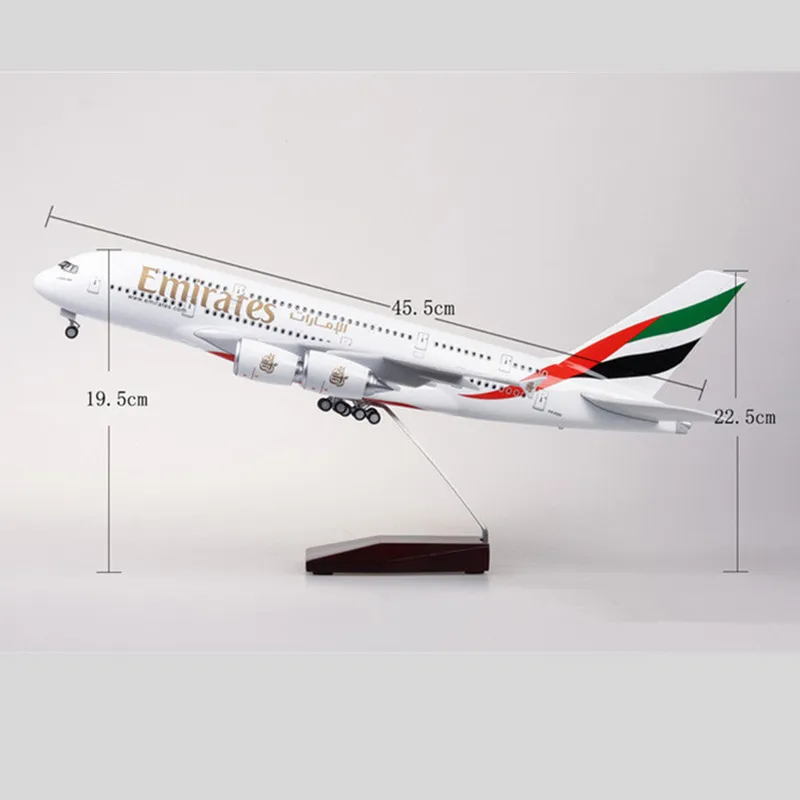 45 см масштаб 1/160 литая под давлением модель A380 Emirates Airways полимерный самолет со