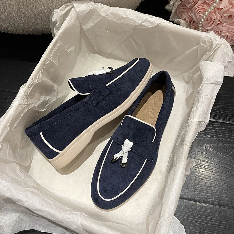 Fashion Suede Beige Women's Boat Shoes Soft Comfortable Loafers For Women Slip-on Low Cut Women Casual Shoes sapato feminino