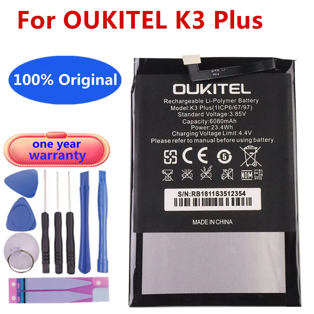 

2023 Years K3 Plus 6080mAh Original Battery For Oukitel K3 K 3 Plus Phone Replacement Batteries Bateria With Tools Kits