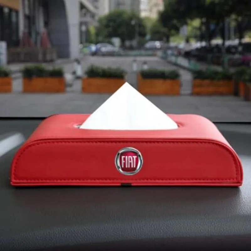 

Car accessories, Fiat badge high-grade leather material car tissue box