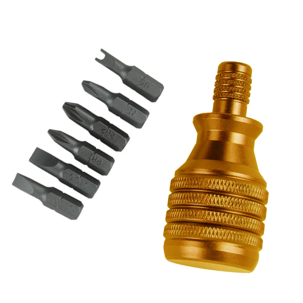

1/4 Inch Magnetic Screwdriver Bit Set Home Repair Hand Tools Parts 6 In 1 Alloy Steel Drill Bit EDC Home Repair Screwdriver