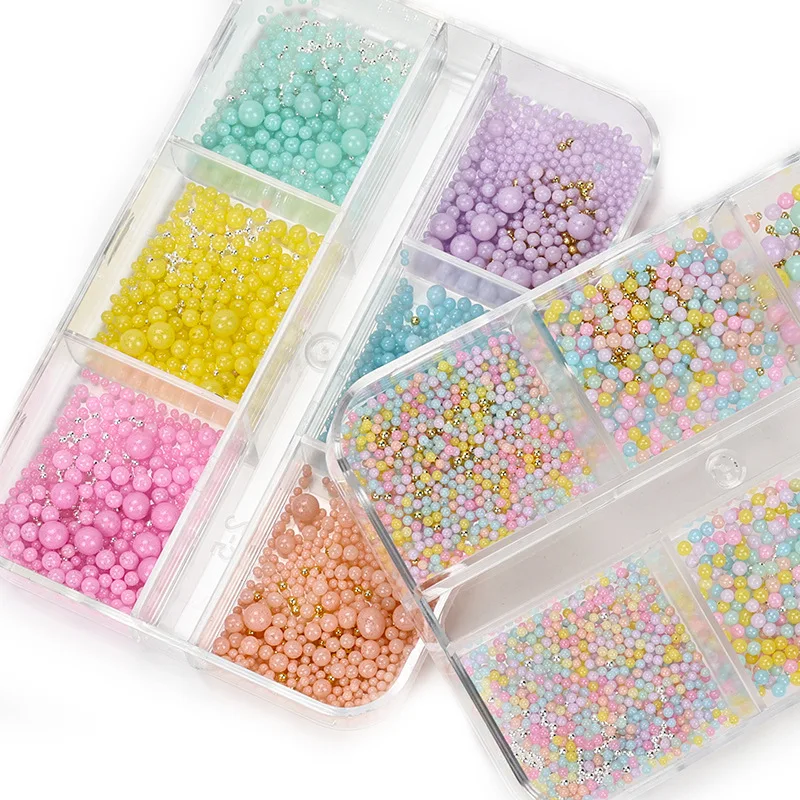 

Colorful Nail Balls Round Caviar Beads Gem 3D Mixed Size Candy Color Resin Acrylic Bubble Ball Charms DIY Nail Art Rhinestones