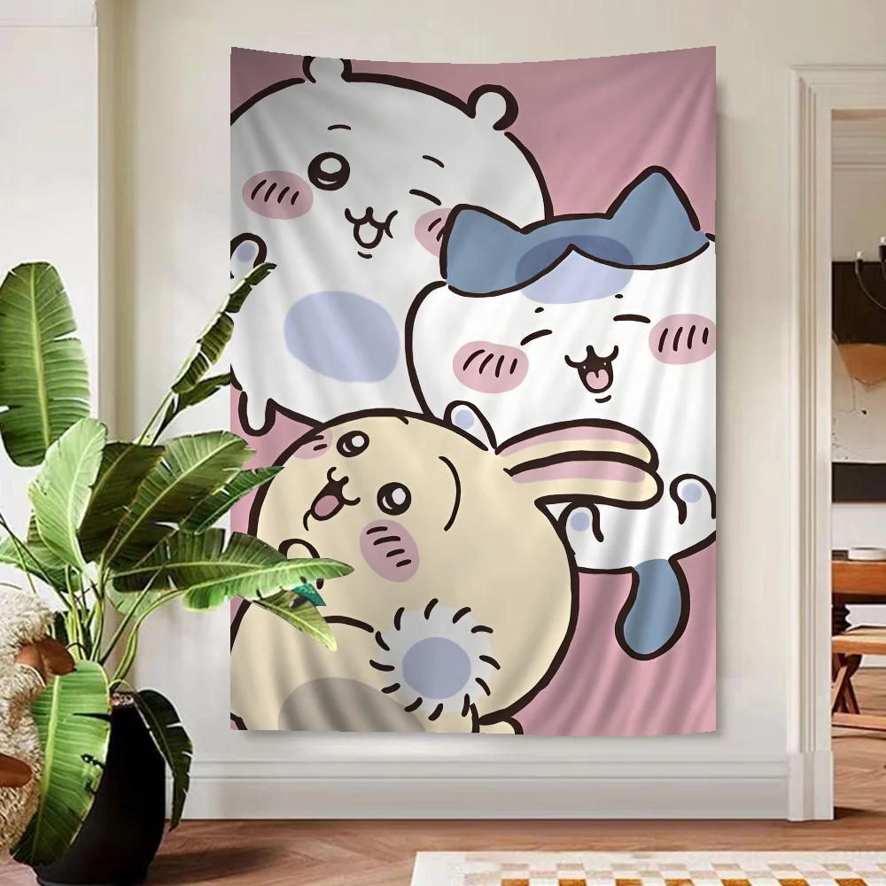 

Cute Cartoon Chiikawa DIY Wall Tapestry Hanging Tarot Hippie Wall Rugs Dorm INS Home Decor