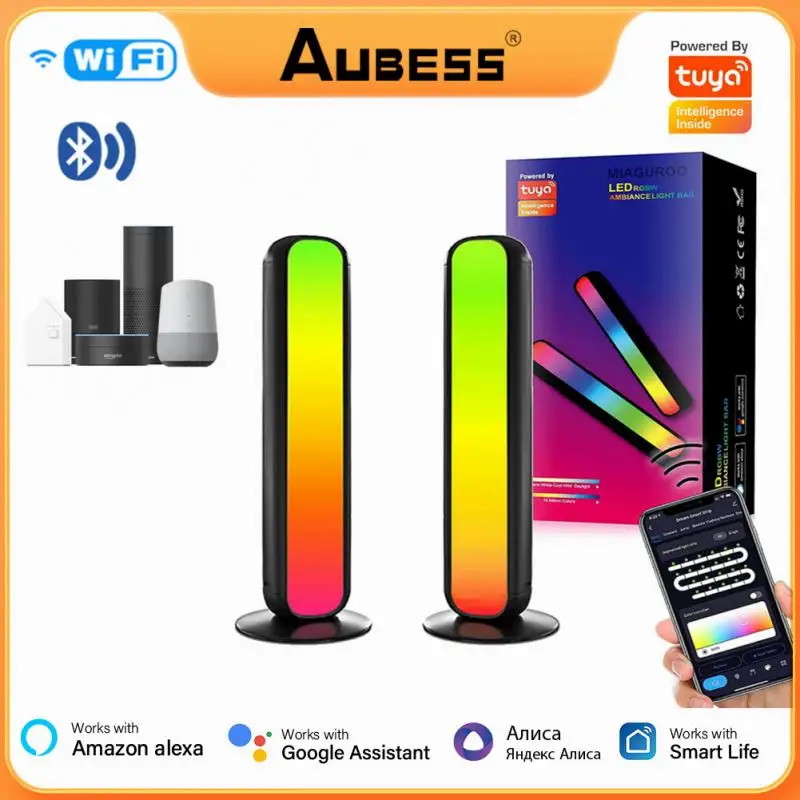 

2PCS Tuya WiFi RGB Smart Light Bars RGB Sound Control Lamp Bluetooth Color Bar Light Voice Control Support Alexa Google Home