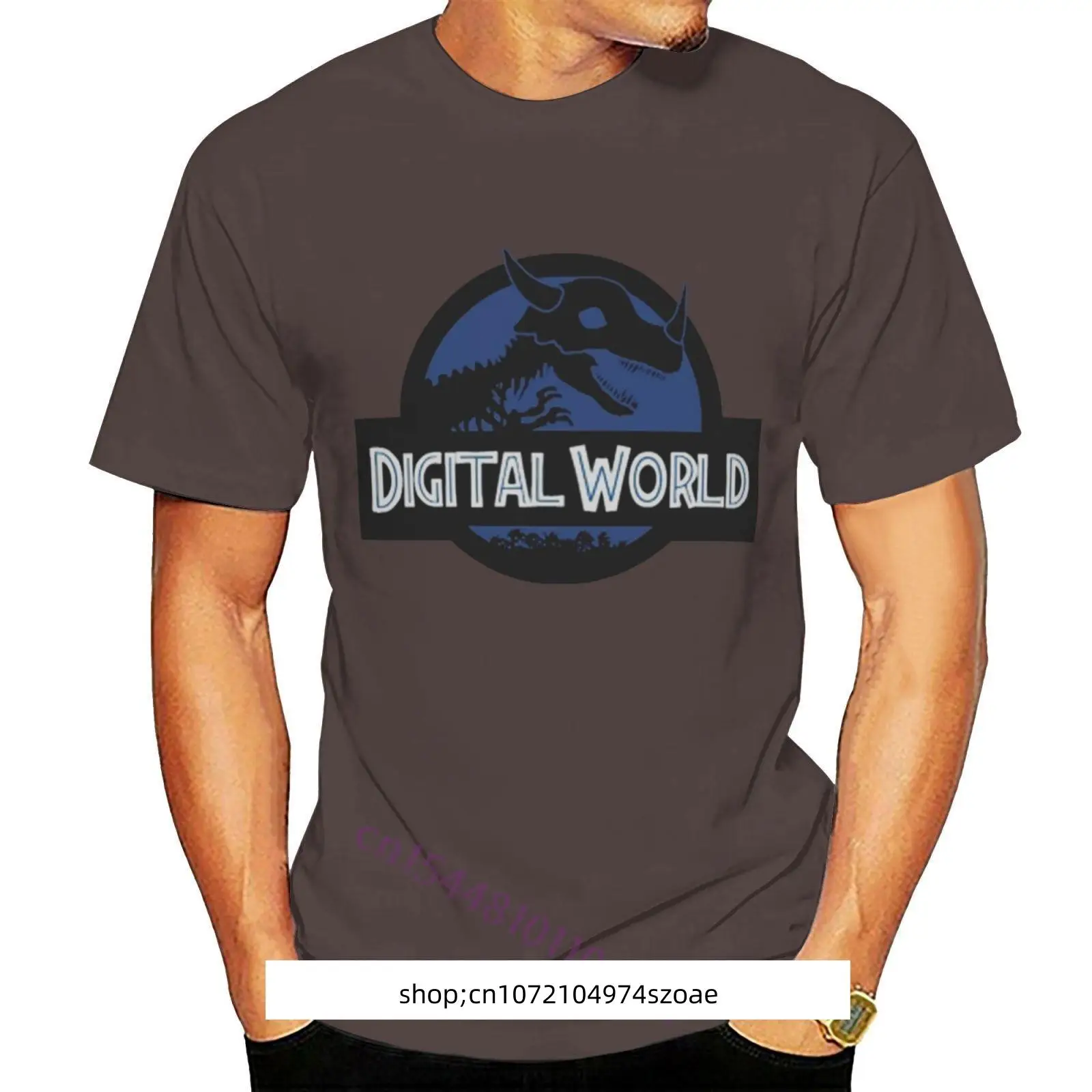 

Kaus Taman Digimon Ретро Цифровая печать Dunia Kaus Pria Musim Panas Kopi