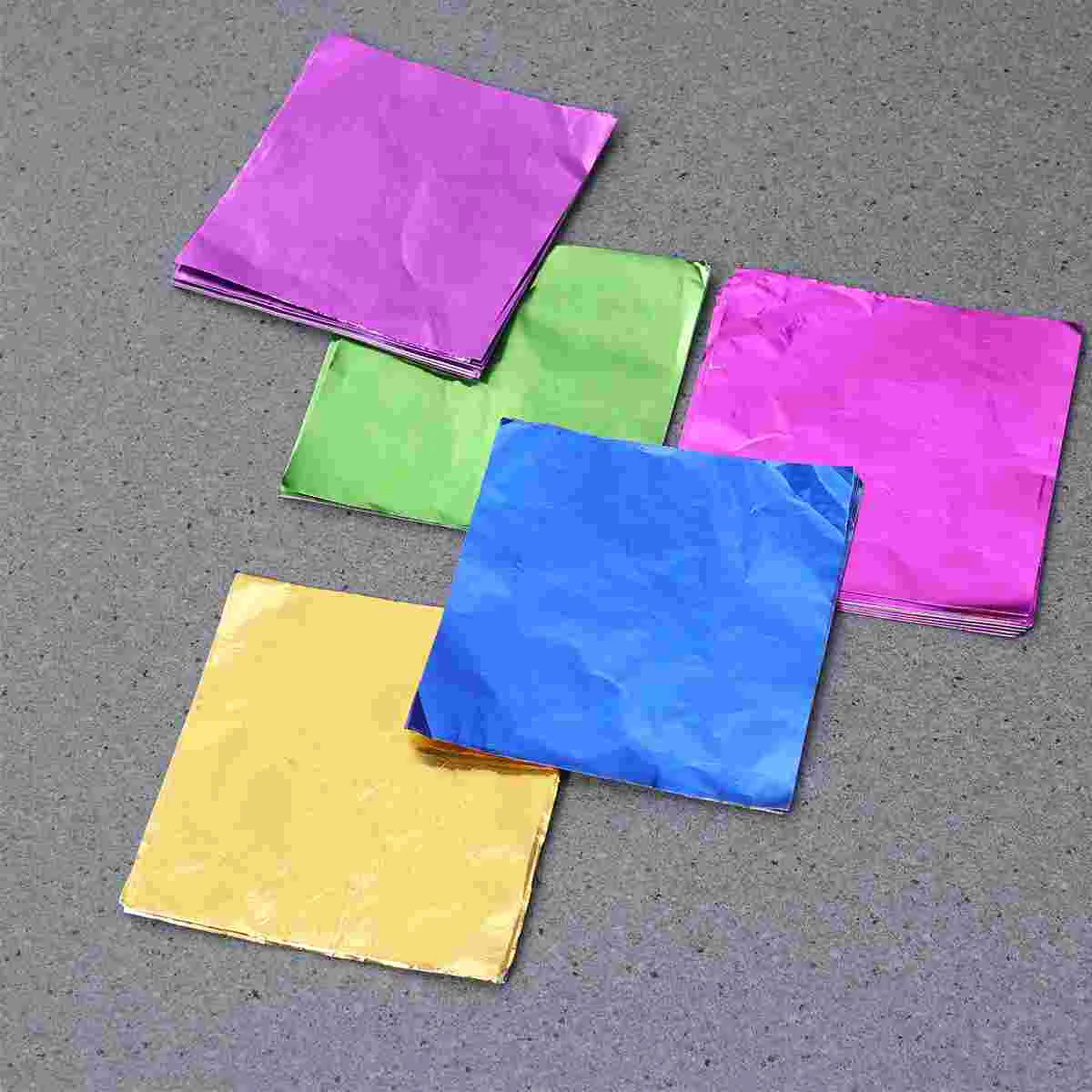 

Paper Wrapping Square Aluminium Chocolate Wrappers Craft Leaf Candy Sheet Packaging Metal Gold Lolly Decorative Sheets Gift