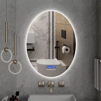 Oval LED Smart Vanity Mirror Dimmable 3 color Light+Bluetooth+Anti Fog+Human-body induction Makeup backlit Hotel Bathroom mirror