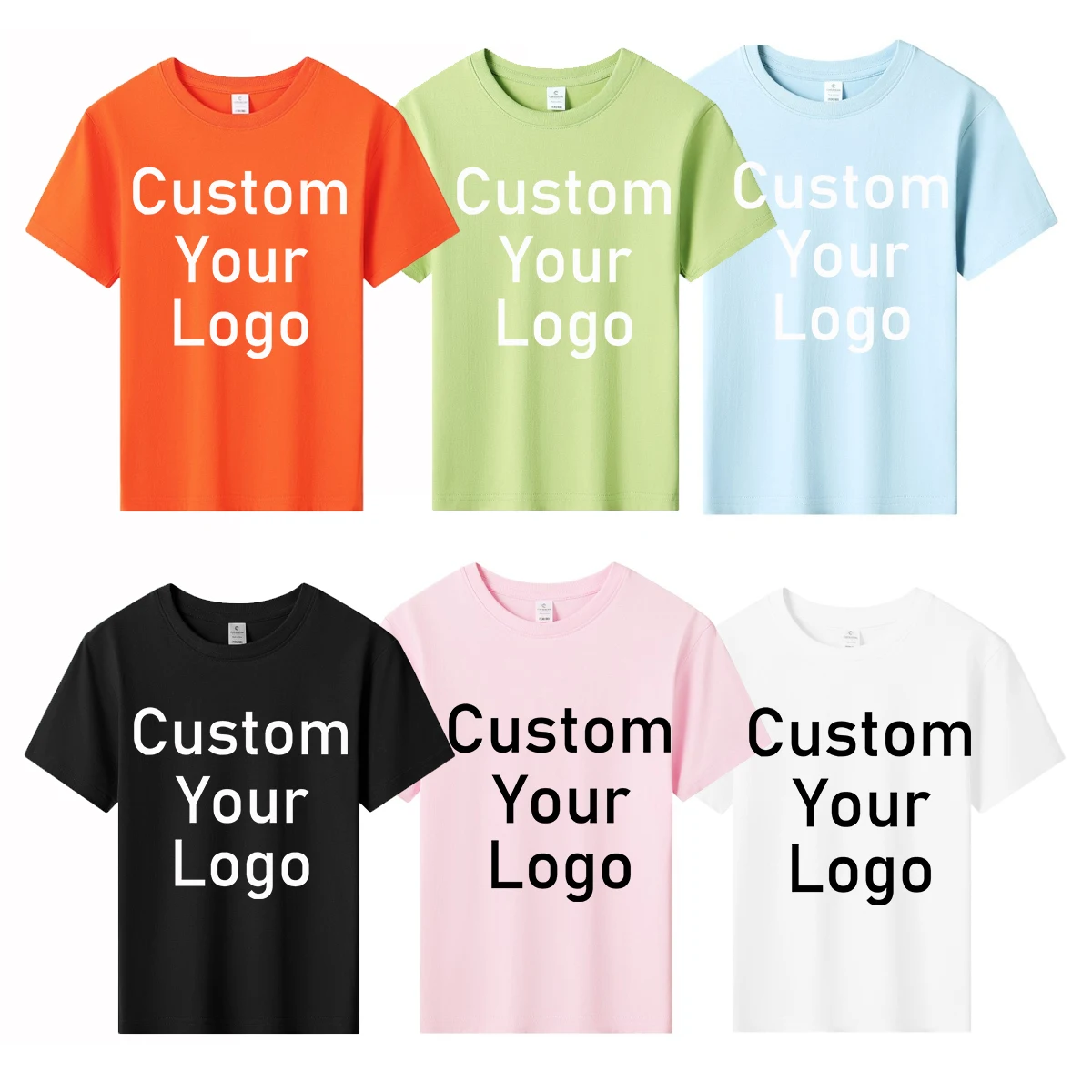 

200gram Cotton Children's Round Neck Short Sleeve T-shirts Solid Color Casual Tees Shirt （Support Custom Logo Design）
