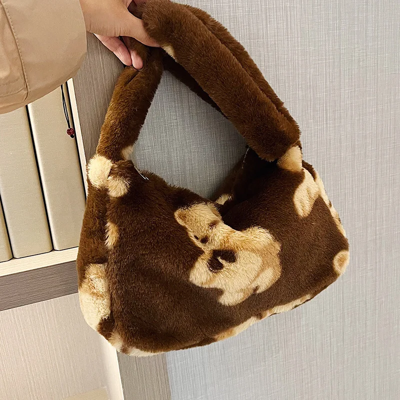 Women's Handbags Japanese Plush Messenger Bag Academy Style Cute Cartoon Bear Girl Shoulder Bag