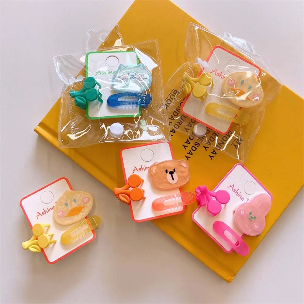 

New Children's Cute Transparent Plate Small Animal Duckbill Clip Girl Fluorescent Color Grab Clip Fashion Hair Accessories