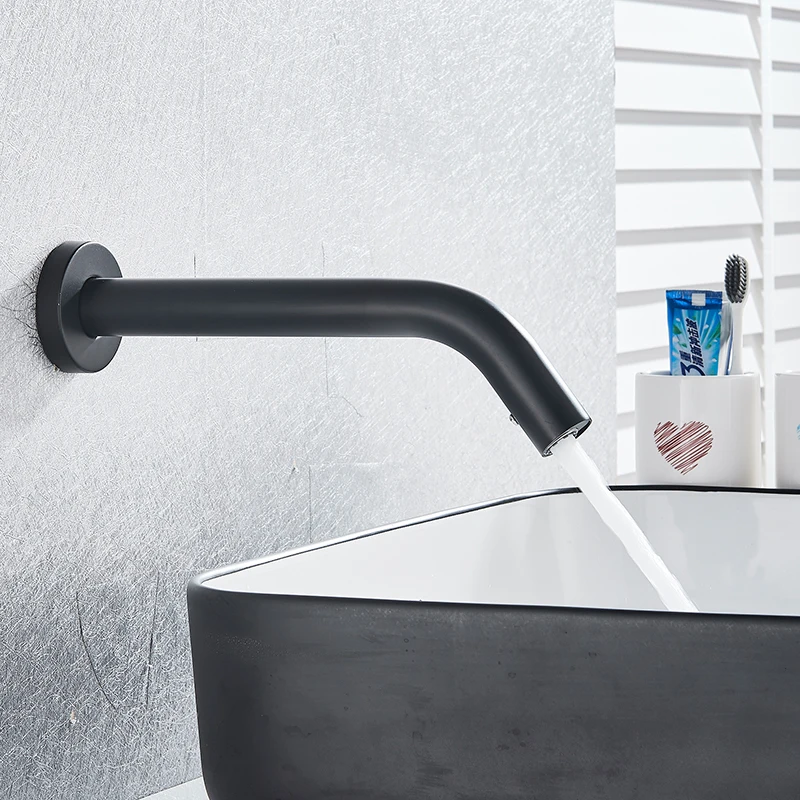 

Vidric Black Chrome Touchless Sensor Basin Faucet Handsfree Faucet Inductive Electric Plug Cold Water Mixer Tap Battery Power